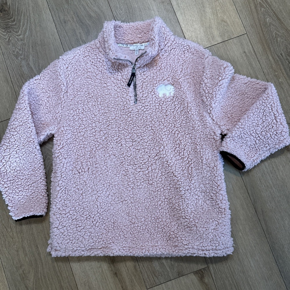 Ivory Ella Womens Pink Sherpa Fleece‎ Quarter Zip Pullover Sweatshirt S